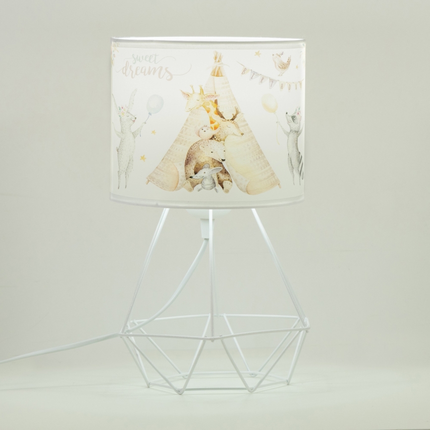 Dziecięca lampka stołowa KIDS ROOM 1xE27/60W/230V śr. 18 cm z motywem zwierzątek