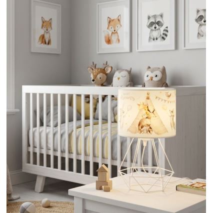 Dziecięca lampka stołowa KIDS ROOM 1xE27/60W/230V śr. 18 cm z motywem zwierzątek
