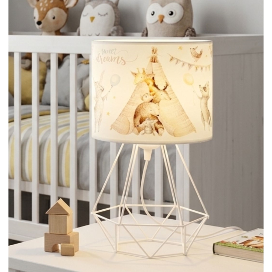 Dziecięca lampka stołowa KIDS ROOM 1xE27/60W/230V śr. 18 cm z motywem zwierzątek