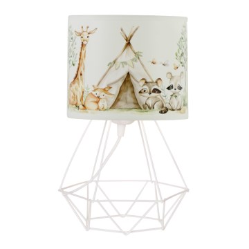 Dziecięca lampka stołowa KIDS ROOM 1xE27/60W/230V śr. 18 cm z motywem zwierzątek