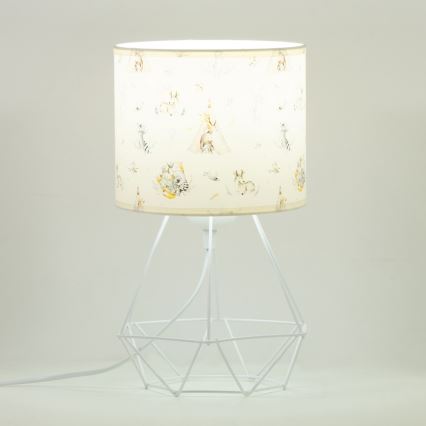 Dziecięca lampka stołowa KIDS ROOM 1xE27/60W/230V śr. 18 cm zwierzątka
