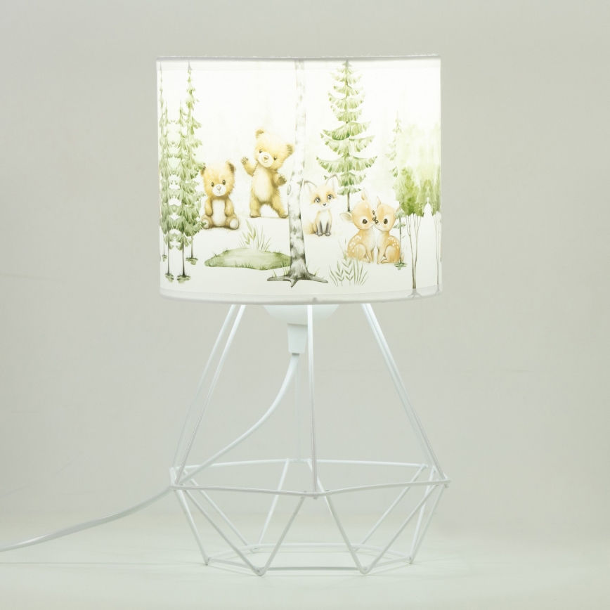 Dziecięca lampka stołowa KIDS ROOM 1xE27/60W/230V, średnica 18 cm, z motywem zwierzątek