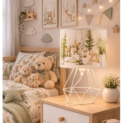 Dziecięca lampka stołowa KIDS ROOM 1xE27/60W/230V, średnica 18 cm, z motywem zwierzątek