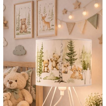 Dziecięca lampka stołowa KIDS ROOM 1xE27/60W/230V, średnica 18 cm, z motywem zwierzątek