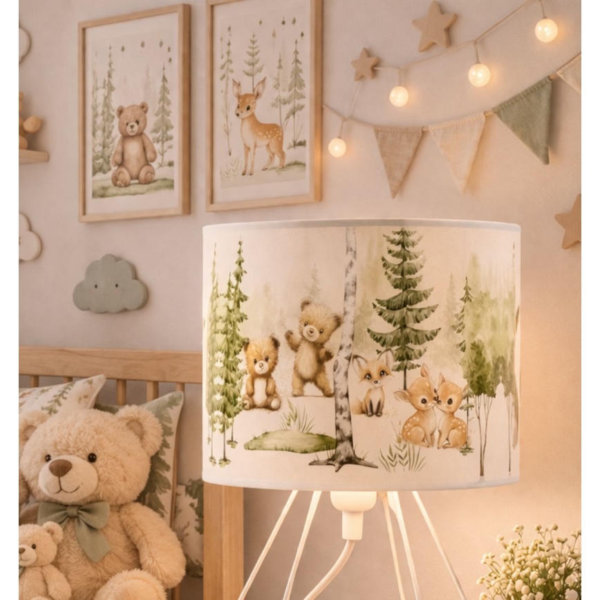 Dziecięca lampka stołowa KIDS ROOM 1xE27/60W/230V, średnica 18 cm, z motywem zwierzątek