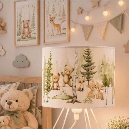 Dziecięca lampka stołowa KIDS ROOM 1xE27/60W/230V, średnica 18 cm, z motywem zwierzątek