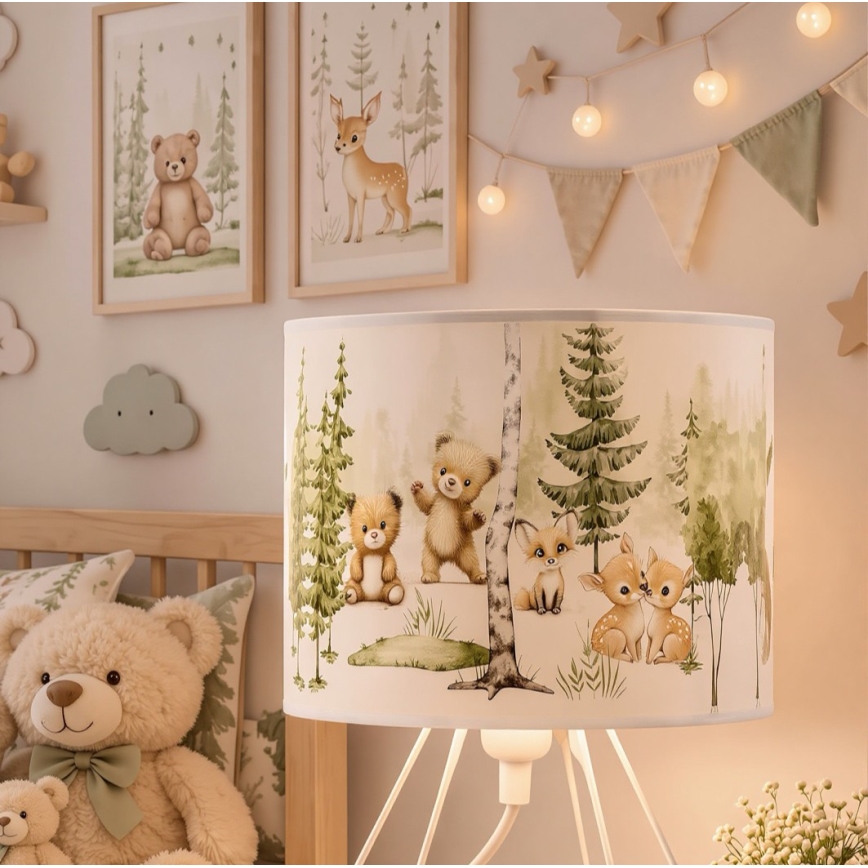 Dziecięca lampka stołowa KIDS ROOM 1xE27/60W/230V, średnica 18 cm, z motywem zwierzątek
