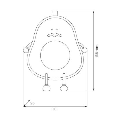 LED ściemnialna ładowalna dotykowa lampka nocna dla dzieci AVOCADO LED/1W/5V 1200 mAh
