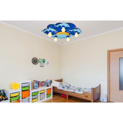 Dziecięce oświetlenie sufitowe LUCCA 5xE27/24W/230V niebieskie