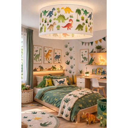Dziecięcy plafon KIDS ROOM 1xE27/60W/230V, średnica 40 cm, dinozaur