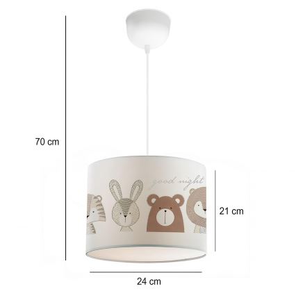 Dziecięcy żyrandol CANDY 1xE27/40W/230V biały/brązowy