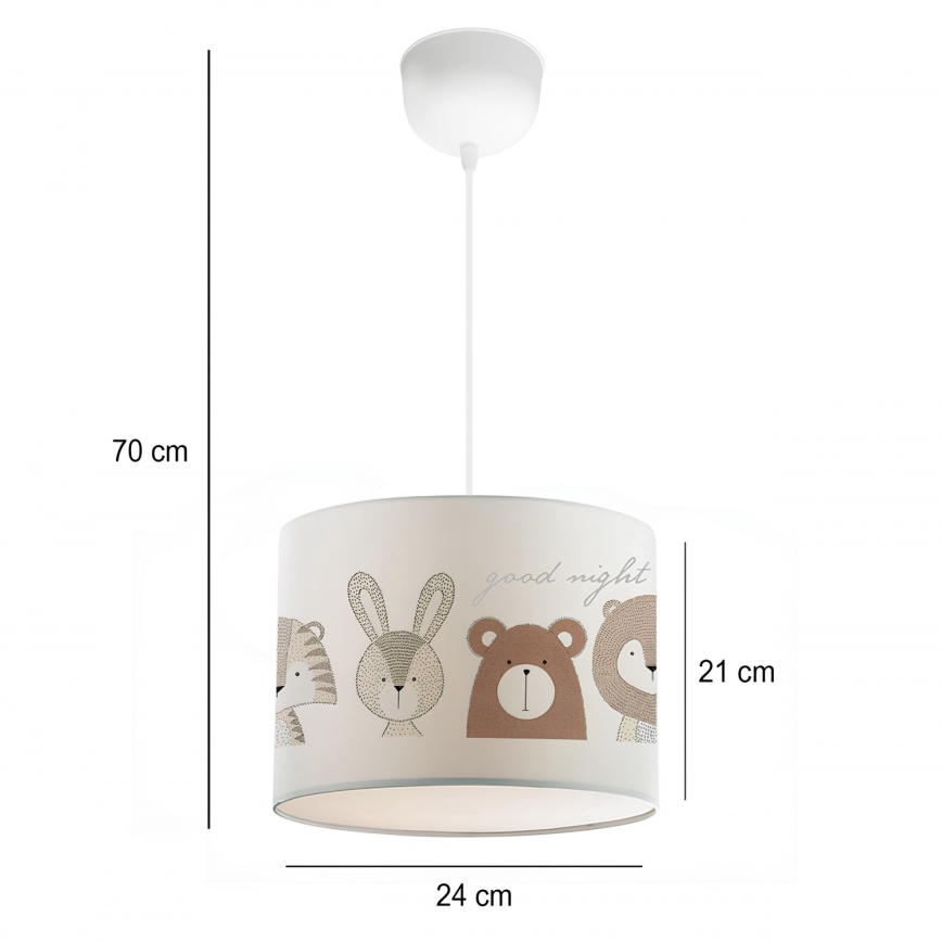 Dziecięcy żyrandol CANDY 1xE27/40W/230V biały/brązowy
