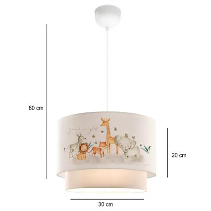 Dziecięcy żyrandol CANDY 1xE27/40W/230V biały/brązowy