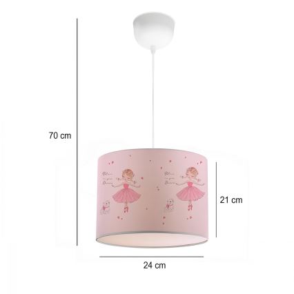 Dziecięcy żyrandol CANDY 1xE27/40W/230V różowy