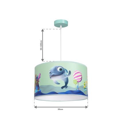 Dziecięcy żyrandol na lince DOLPHIN 1xE27/60W/230V
