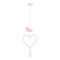 Dziecięcy żyrandol na przewodzie HEART 1xE27/20W/230V różowy/biały