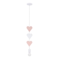 Dziecięcy żyrandol na przewodzie HEART 1xE27/20W/230V różowy/biały