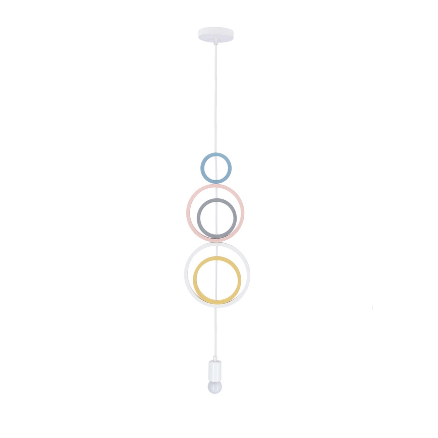 Dziecięcy żyrandol na przewodzie HOOPS 1xE27/20W/230V Ø 19 cm wielobarwny