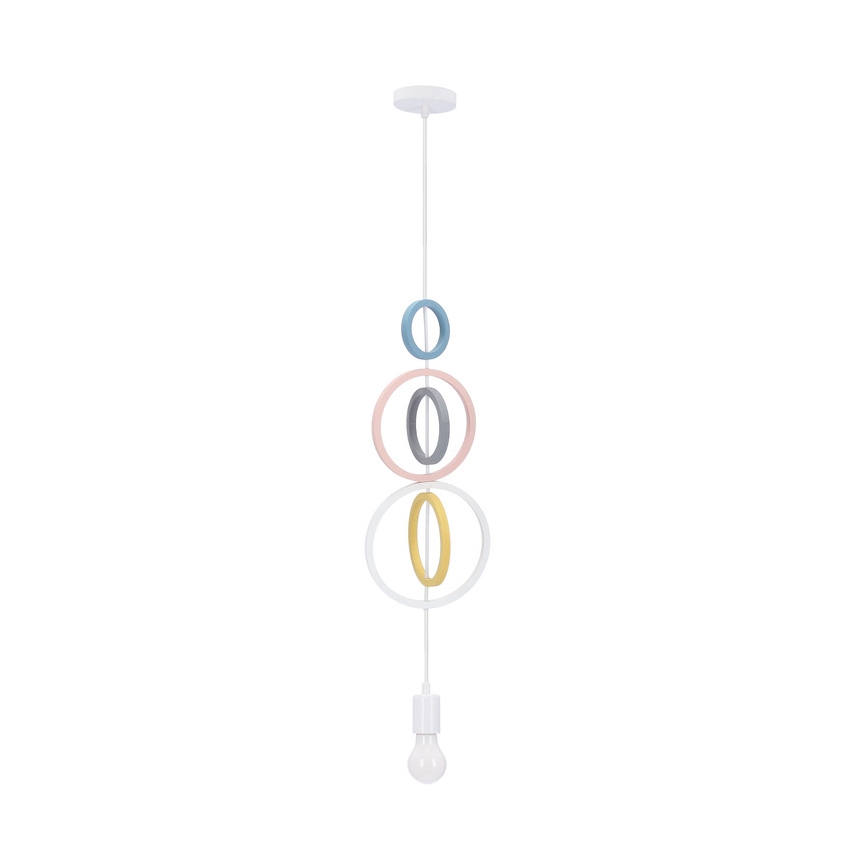 Dziecięcy żyrandol na przewodzie HOOPS 1xE27/20W/230V Ø 19 cm wielobarwny