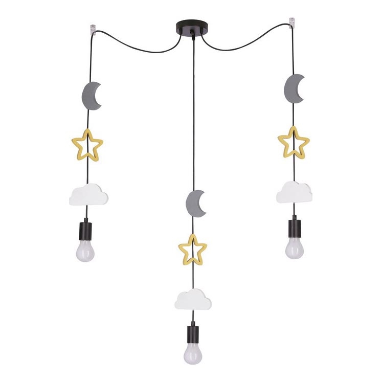 Dziecińska lampa sufitowa TRIO 3xE27/20W/230V szara/żółta/biała