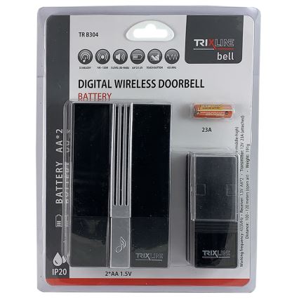 Dzwonek bezprzewodowy BELL 1x23A + 2xAA czarny