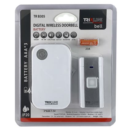 Dzwonek bezprzewodowy BELL 1x23A + 3xAAA biały