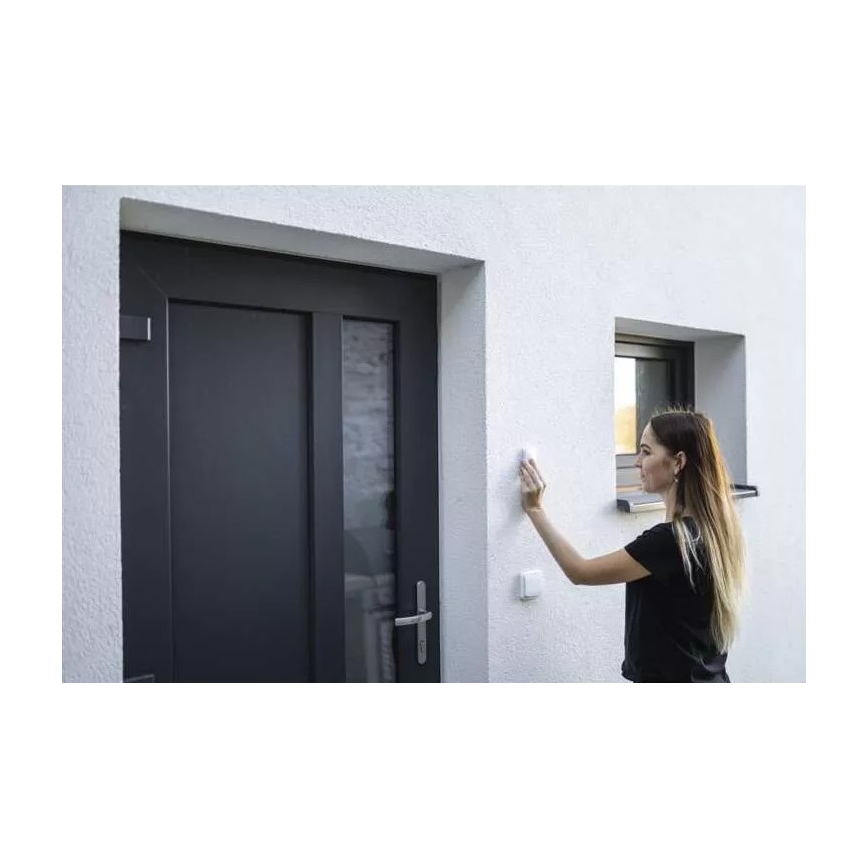 Dzwonek bezprzewodowy do kontaktu 230V + 1xCR2032 IP44 biały
