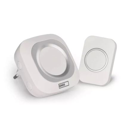 Dzwonek bezprzewodowy do kontaktu 230V + 1xCR2032 IP44 biały
