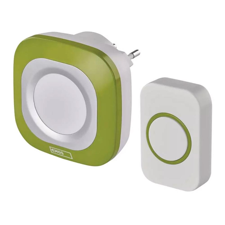 Dzwonek bezprzewodowy do kontaktu 230V + 1xCR2032 IP44 zielony