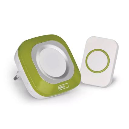 Dzwonek bezprzewodowy do kontaktu 230V + 1xCR2032 IP44 zielony