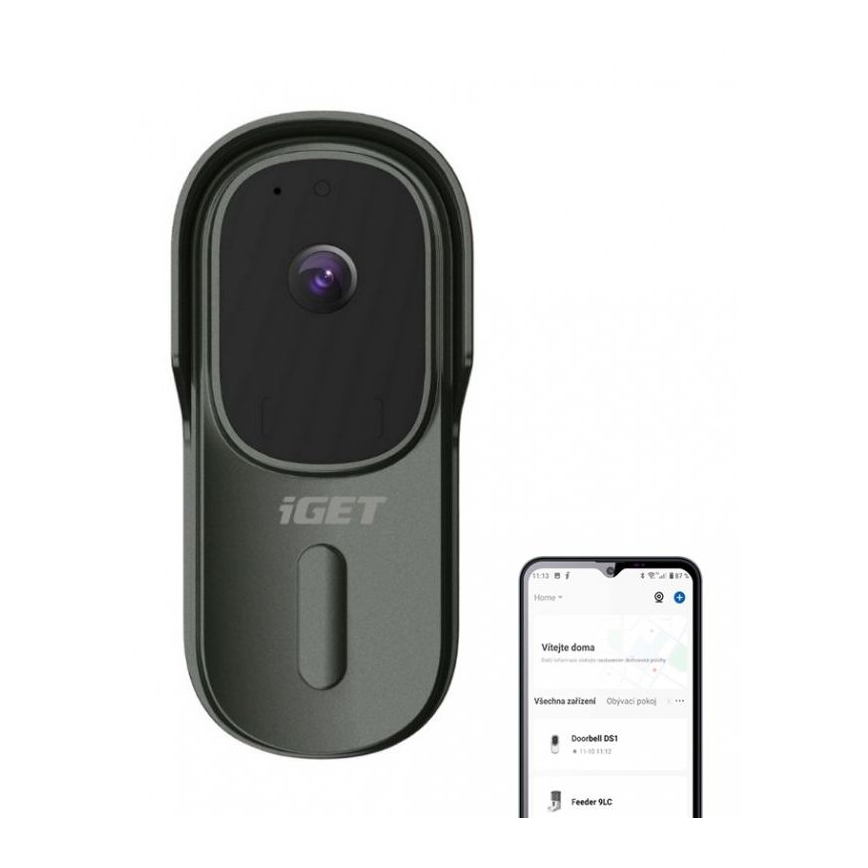 Dzwonek wideo z czujnikiem ruchu Full HD 1080p 5200 mAh IP65 Wi-Fi antracyt