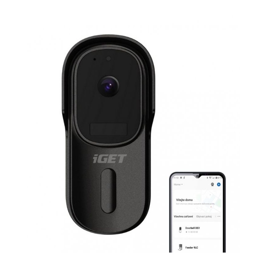 Dzwonek wideo z czujnikiem ruchu Full HD 1080p 5200 mAh IP65 Wi-Fi czarny