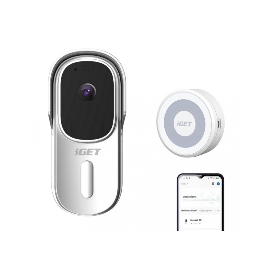 Dzwonek wideo z czujnikiem ruchu Full HD 1080p IP65 Wi-Fi biały + głośnik