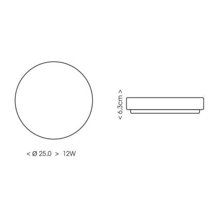 LED Plafon łazienkowy LIRA LED/12W/230V 4000K śr. 25 cm IP44 czarny