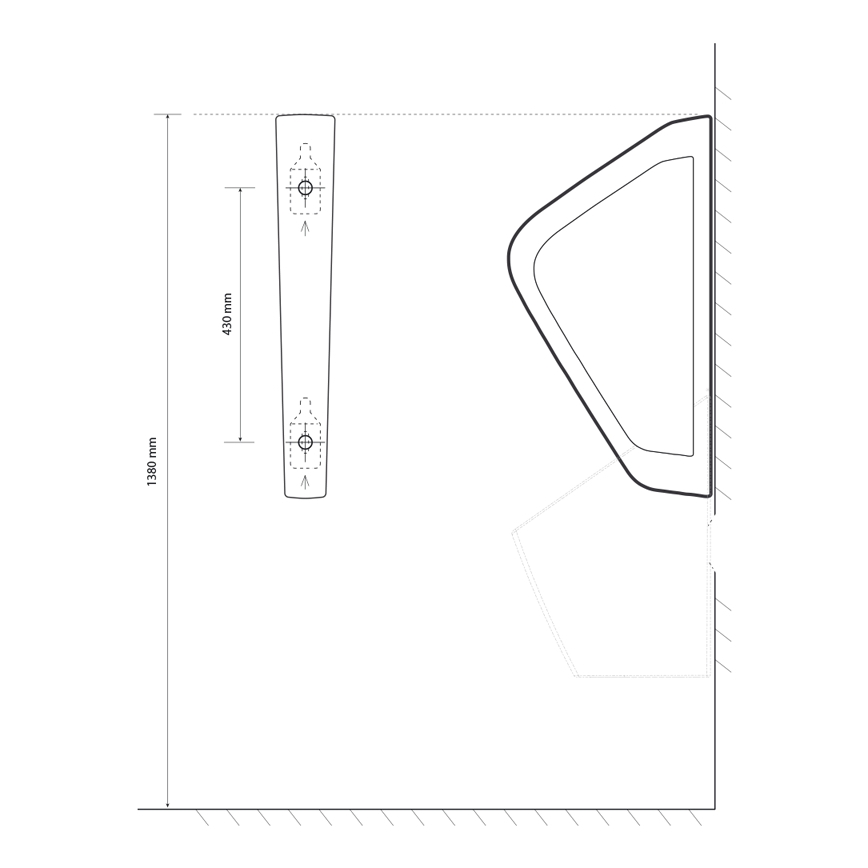 EcoStep 33001 - Ścianka działowa do pisuaru 57,5x36 cm ceramika/biała