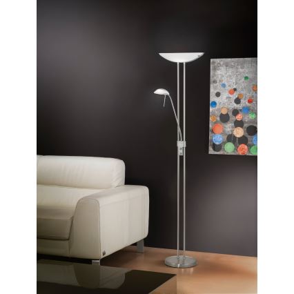 Eglo 25869 - Ściemnialna lampa podłogowa BAYA 1xR7s/230W/230V + 1xG9/33W matowy chrom