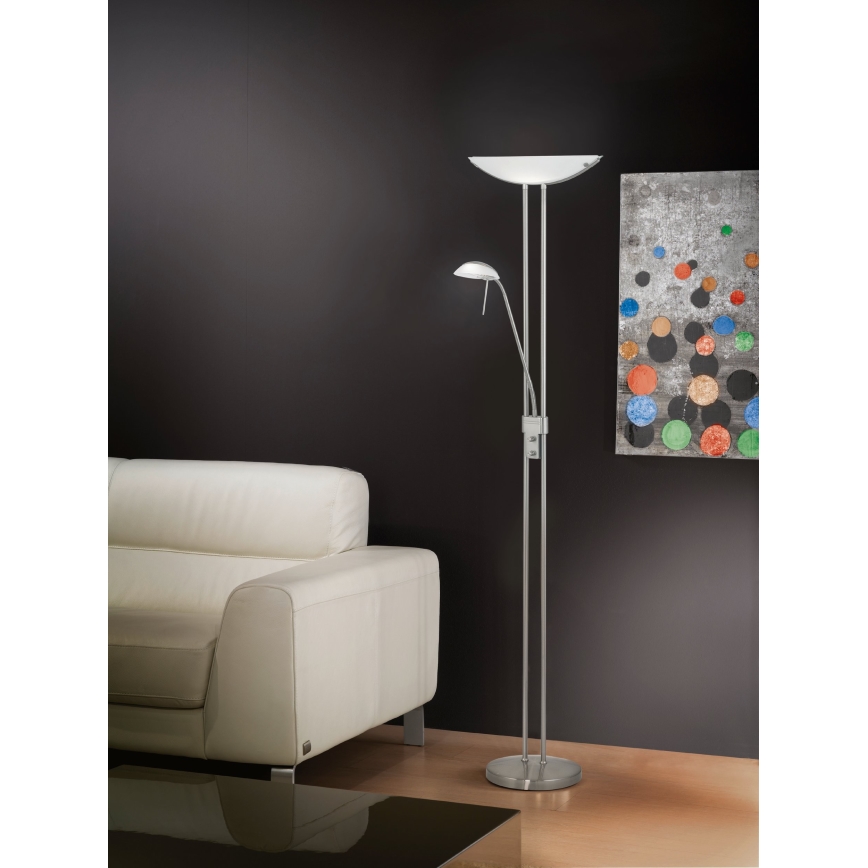 Eglo 25869 - Ściemnialna lampa podłogowa BAYA 1xR7s/230W/230V + 1xG9/33W matowy chrom
