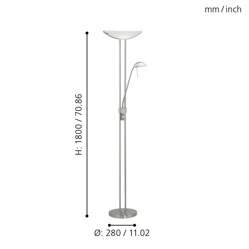 Eglo 25869 - Ściemnialna lampa podłogowa BAYA 1xR7s/230W/230V + 1xG9/33W matowy chrom