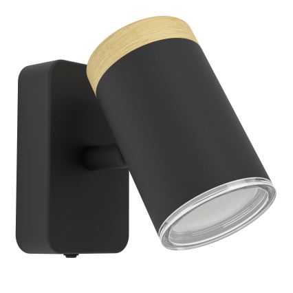 Eglo - Kinkiet punktowy do łazienki 1xGU10/3W/230V IP44 czarny/beżowy