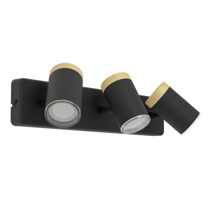 Eglo - Oprawa punktowa łazienkowa 3xGU10/3W/230V IP44 czarny/beżowy