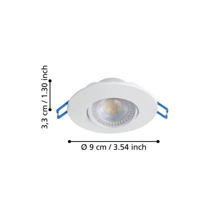 Eglo - Zestaw 3 opraw do podwieszanego sufitu LED/4,9W/230V 2700/4000/6500K śr. 9 cm biała