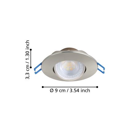 Eglo - ZESTAW 7x LED wpuszczane oprawy sufitowe LED/4,9W/230V 2700/4000/6500K śr. 9 cm chrom matowy