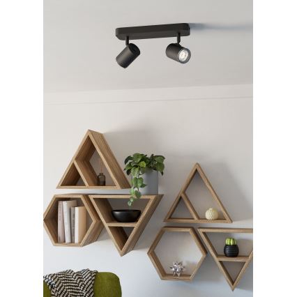 Eglo - Oprawa punktowa do łazienki 2xGU10/5W/230V IP44 czarna