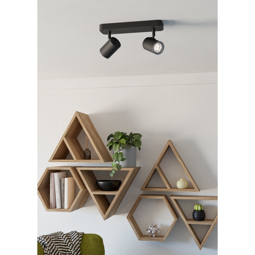 Eglo - Oprawa punktowa do łazienki 2xGU10/5W/230V IP44 czarna