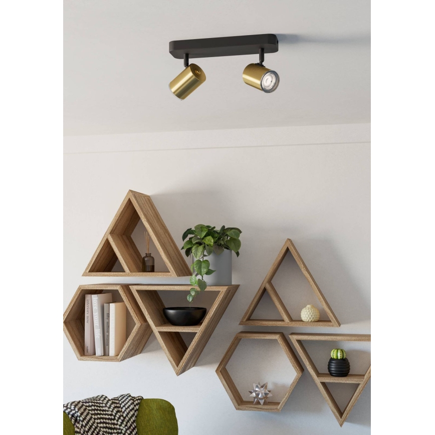 Eglo - Łazienkowa oprawa punktowa 2xGU10/5W/230V IP44 czarna/złota