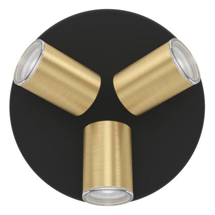 Eglo - Łazienkowa oprawa punktowa 3xGU10/5W/230V IP44 czarna/złota