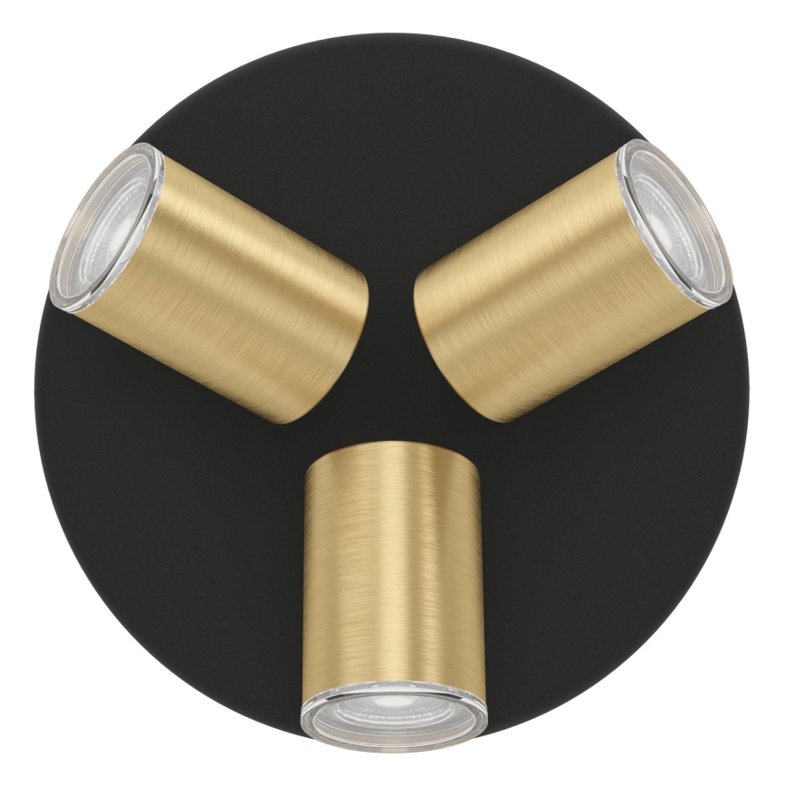 Eglo - Łazienkowa oprawa punktowa 3xGU10/5W/230V IP44 czarna/złota
