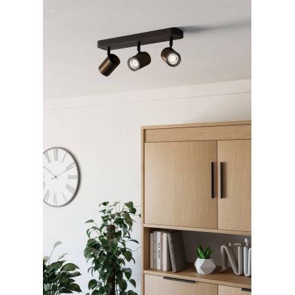 Eglo - Oprawa punktowa łazienkowa 3xGU10/5W/230V IP44 czarna/brązowa