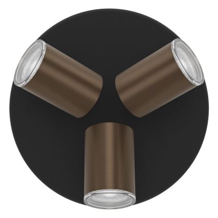 Eglo - Łazienkowa oprawa punktowa 3xGU10/5W/230V IP44 czarny/brązowy