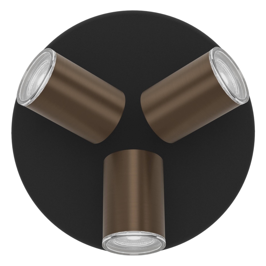 Eglo - Łazienkowa oprawa punktowa 3xGU10/5W/230V IP44 czarny/brązowy